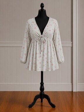 Sugarfox Floral Tie-Front Blouse